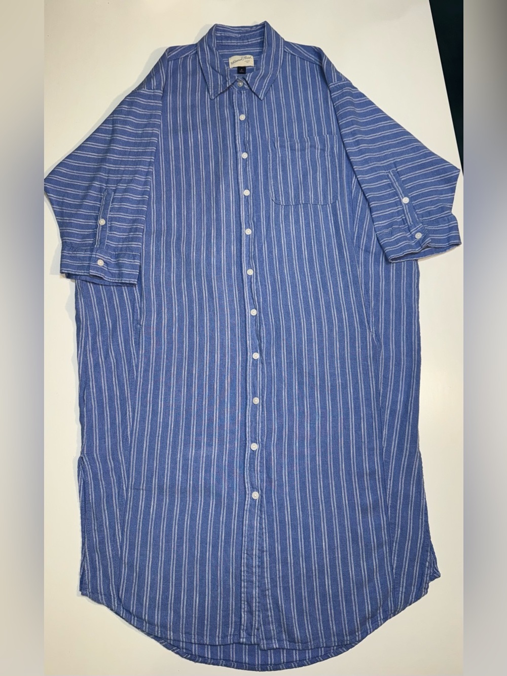 Universal Thread linen Blue Striped Button-Down Shirt Dress, M
